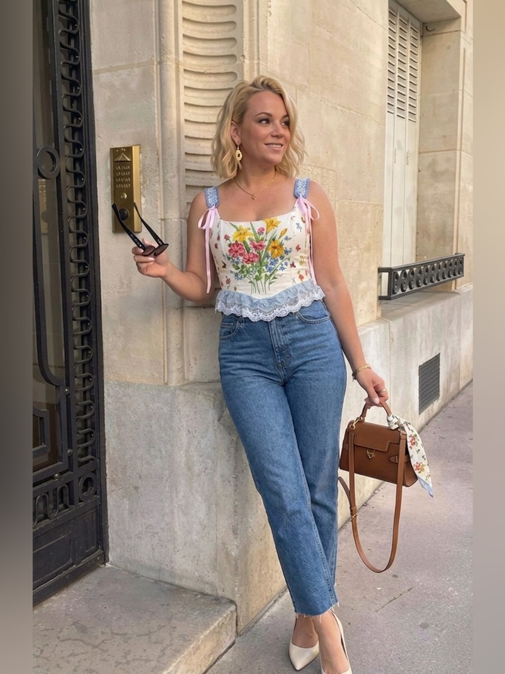 Cottagecore handmade Floral Lace Trim Corset Top XXS-5XL